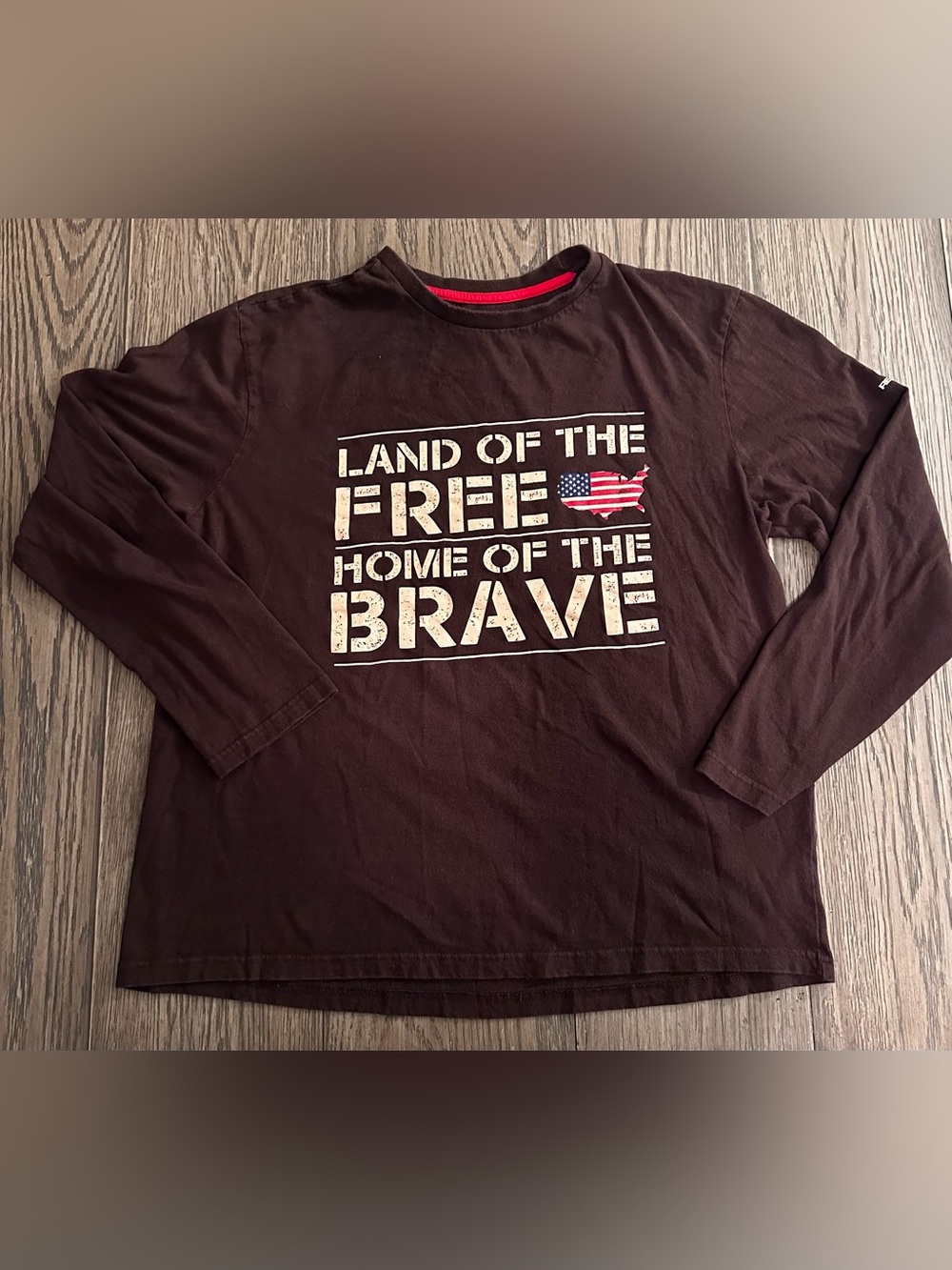 Realtree Brown Long Sleeve "Land of the Free Home of the Brave" Shirt
